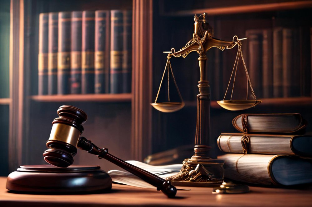 Judge S Gavel Scale Justice Law Book Wooden Table Courtroom 1