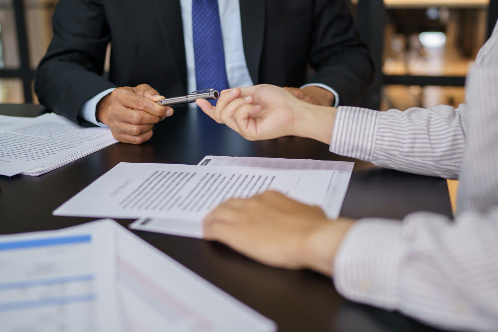 Legal Counsel Presents Client Signed Contract With Gavel Legal Law Justice Lawyer Concept 1